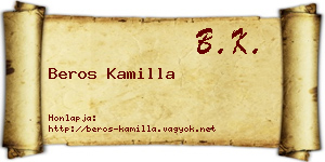 Beros Kamilla névjegykártya